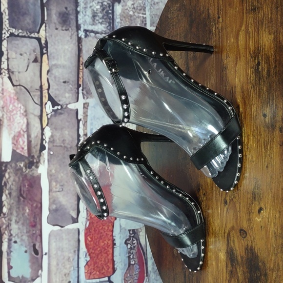 Lala Ikai Silver Studded Faux Leather Heels - Picture 5 of 10